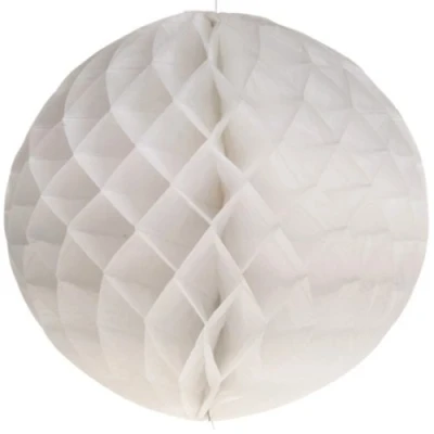 Image of White Tissue Paper Honeycomb Ball Decoration x 1 Ideal Party or Wedding