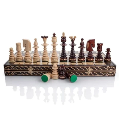 Image of Master of Chess Wooden Set with Pieces “GENTLEMAN 60 cm / 23 in Handcrafted Large Folding Board Game for Adults and Kids