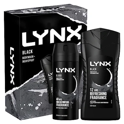 Image of LYNX Black Duo Body Spray Gift Set Wash &amp; Deodorant perfect for his daily routine 2 piece