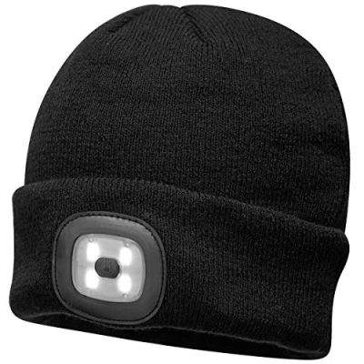 Image of Unisex Cold Weather Winter Beanie Hat with LED Head Lights Black