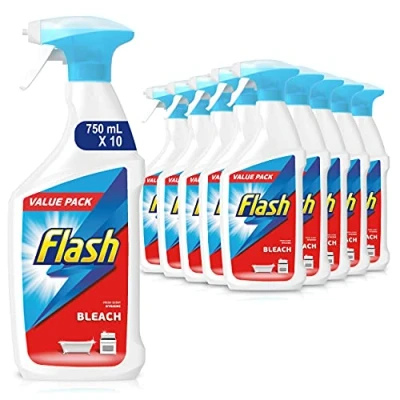 Image of Flash Multi Purpose Bleach Spray, Floor Cleaner &amp; Grease Remover, Fresh, 7.5 Litres (750 ml x 10)