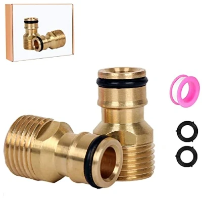 Image of 2 Pack Garden Hose Connector Shower Hose, 1/2 Inch Brass Male Threaded Tap Adapter, Pipe, 1/2&quot; BSP Watering Fittings(Brass Thread)