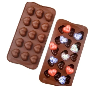 Image of TTOA 15 Cavity Hearts Silicone Chocolate Mould Valentine Candy Cake Decorating Clay