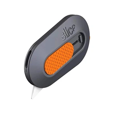 Image of Slice 10515 Mini Box Cutter, Ceramic Blade Locks Into Position, Right or Left Handed , Keychain Opener, Magnetic,Black and Orange