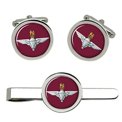 Image of Giftshop UK Parachute Regiment, British Army Cufflinks and Tie Clip Set