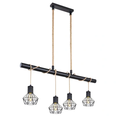 Image of Priska Bar Pendant Ceiling Light Matt Black 4x E27
