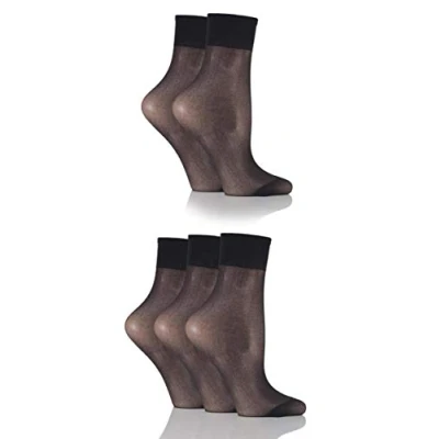 Image of 5 Pair Black 15 Denier Ankle Highs Ladies 4 8 SOCKSHOP