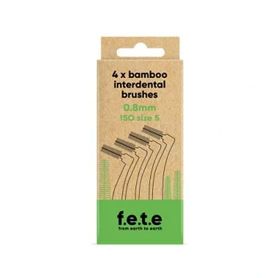 Image of f.e.t.e Green ISO Size 5 0.80mm Bamboo Interdental Brushes Biodegradable &amp; Compostable Handle Recyclable Soft Bristles Sustainable Vegan