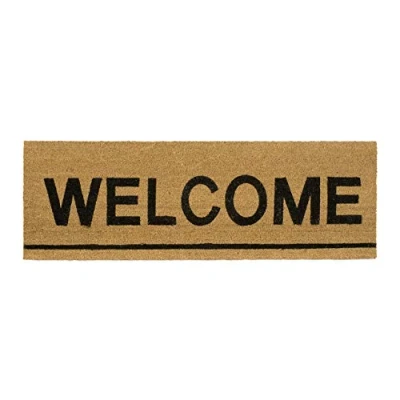 Image of Relaxdays Extra Long Coir Doormat 40 x 120 cm &quot;WELCOME&quot; Mat for Wide Doors Indoors and Outdoors, Anti Slip Rubber Underside Floor Mat, Natural