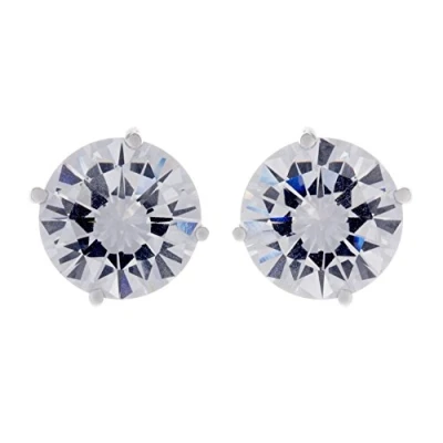 Image of Clip On Earrings Silver Plated Stud With A Big Clear Cubic Zirconia Stone Alisha S