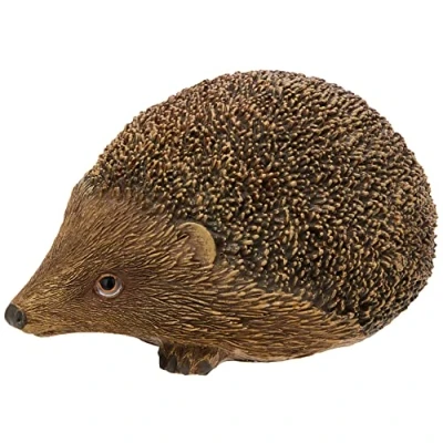 Image of FESTIVE PRODUCTIONS Large Polyresin Hedgehog, Microfibre, Brown, 14.8 x 9.8 7.2 cm