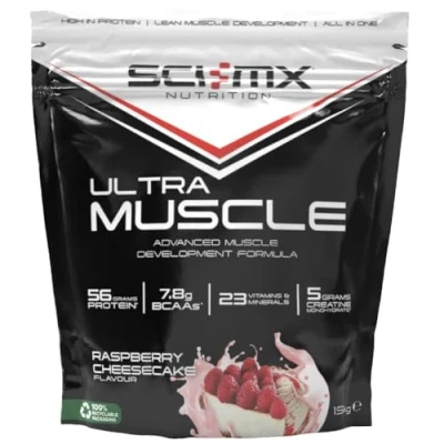 Image of SCI MX Ultra Muscle Protein Powder for Development + 23 Vitamins &amp; Minerals Raspberry Cheesecake 56g 5g Creatine 7.8g BCAAs per Serving 1.5kg