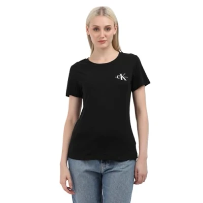 Image of Calvin Klein Jeans Monologo TEE 2 PACK Basic Tshirt, Women&#039;s, Size: XL, Black/ivory