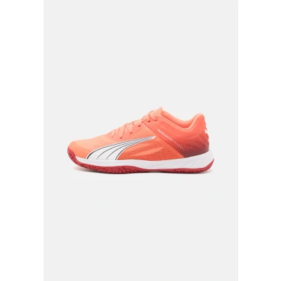 Image of PUMA Unisex Accelerate Turbo Indoor Court Shoe, Glowing RED White Dark Crimson Black, 4 UK