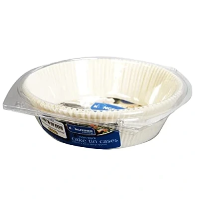 Image of Kingfisher Round Cake Tin Cases, White, Pack of 15