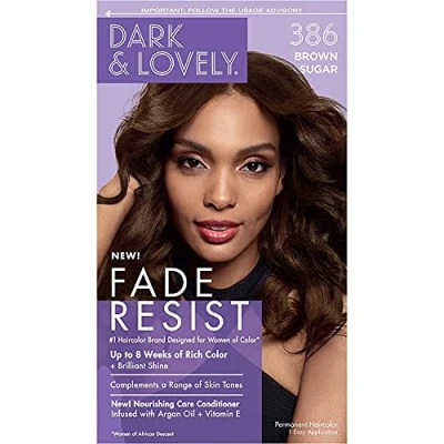 Image of Dark and Lovely Fade Resist Permanent Hair Colour Dye Up To 100 Percent Gray Coverage Brilliant Shine (Brown Sugar 386)