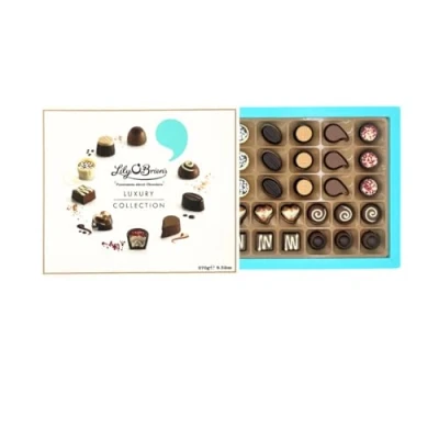 Image of Lily O Brien&#039;s Luxury Collection 27 Assorted Chocolates from 9 Original Recipes Large Box 270g Gift, Present or Sharing Box, Celebration, Congratulation, Thank You, Birthday
