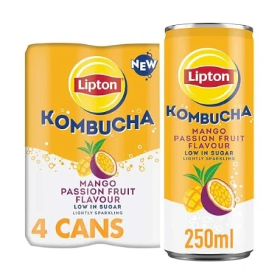 Image of Lipton Kombucha Mango &amp; Passion Fruit, 250ml (Pack of 4)