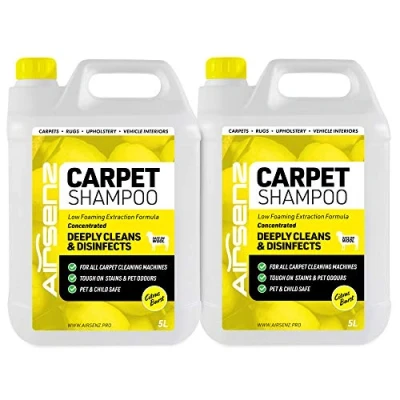 Image of AIRSENZ Professional Carpet Shampoo Low Foaming Extraction Formula Suitable For All Cleaning Machines (Citrus Burst, 10L)