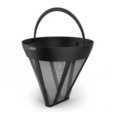 Image of Xavax Permanent Coffee Filter Size 4 (Permanent for Machine, Reusable Filter, 120 Mesh, Replaces Paper Bags, Handle, Dishwasher Safe), Black