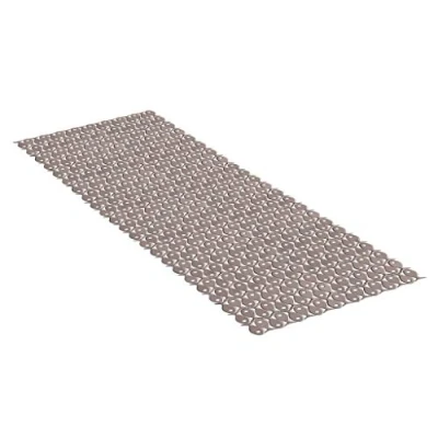 Image of TATAY Bath Mat, Non slip, PVC with Suction Cups, Resistant to Mold and Microbes, Anti Bacterial, Pisces Design, Taupe. Measures 97 x 36 cm