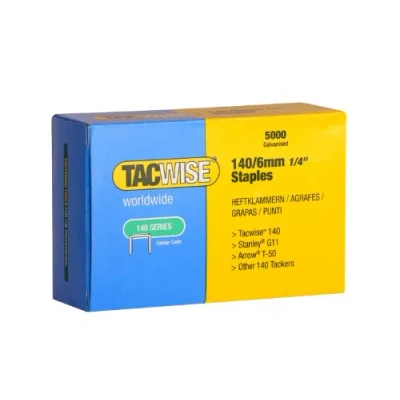 Image of Tacwise 0340 Type 140/6mm Heavy Duty Galvanised Staples, Pack of 5000