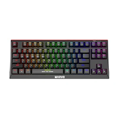Image of Marvo KG953W Wireless &amp; Bluetooth Mechanical Gaming Keyboard 80% Design, Rainbow Backlit, Full Anti Ghosting, Professional Blue Red Switches, UK Layout