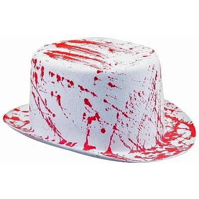 Image of Quickdraw Halloween Blood Stained Top Hat Adults Fancy Dress Costume Accessory Bloody Splatter Scary Hats