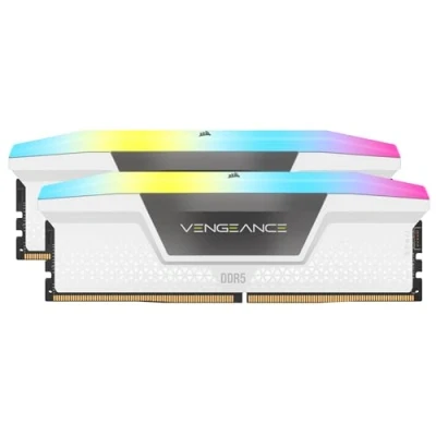 Image of CORSAIR VENGEANCE RGB DDR5 RAM 32GB (2x16GB) 6000MHz CL30 36 76 1.4V AMD EXPO &amp; Intel XMP Desktop Computer Memory White (CMH32GX5M2B6000Z30W)