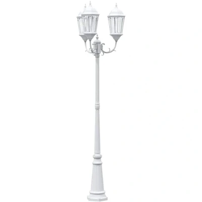 Image of vidaXL Garden Light Post 3 Lamp E27 White 235 cm Aluminium