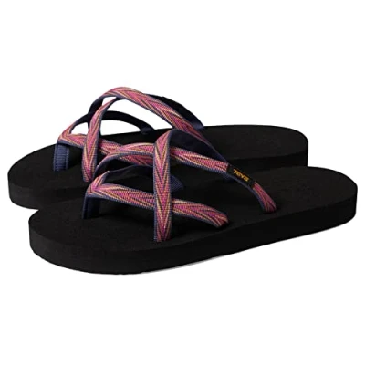 Image of Teva Kids&#039; Olowahu Flip Flop, Palms Indigo/Rose Violet, 6 Big Kid