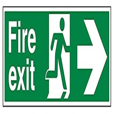 Image of V Safety,Green,14004BP R Fire Exit Arrow Right Sign Landscape 600mm x 200mm 1mm Rigid Plastic