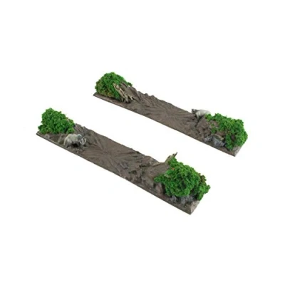 Image of War World Gaming Battle Bocage Damaged Wall Crater Sections x 2 28mm Heroic Scale Wargaming Terrain Model Diorama Scenery Wargame WW2 Tabletop Normandy France WWII Hedgerow