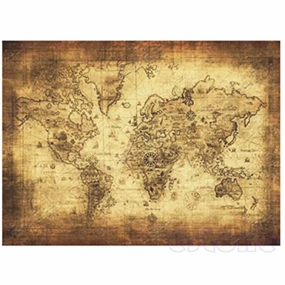 Image of Large Vintage Style Retro Paper Poster Globe Old World Map Educational Gifts for Kids 71x51cm