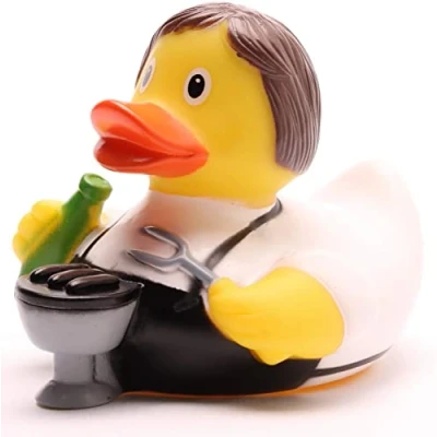 Image of Grillmeister Rubber Duck I Squeaky Length 10 cm Includes Keyring in Set