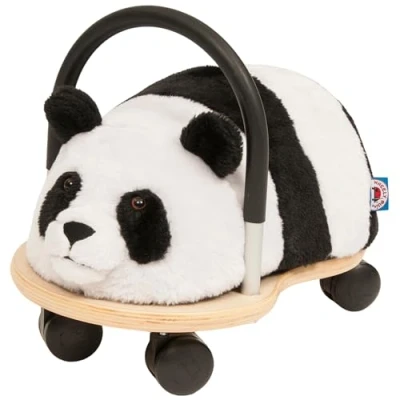 Image of Wheelybug Toddler Wooden Ride On Animal with Interchangeable Plush Cover, Safety Certified Developmental Toy, Small (1 3 Years), Panda