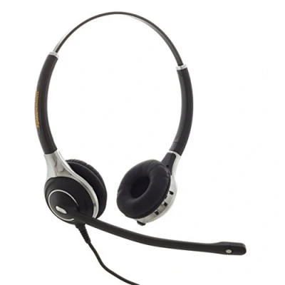 Image of Premium Double Ear Noise Cancelling Call Centre/Office Headset with 2.5mm adapter cable for Cisco SPA: 303, 501G, 502G, 504G, 508G, 509G, 525G 512G, 514G, 525G2