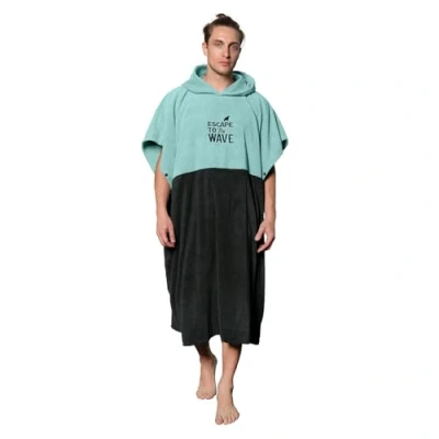 Image of Vulken Bathrobe with Hood, Surf Poncho for Changing Public Men L/XL Large Petrol