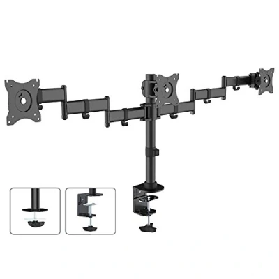 Image of Maclean MC811 Monitor Stand with Gas Spring Desk Mount Arm VESA 75x75 100x100 17 27 &quot;For 3 Monitors + 2X USB 3.0 Holder (MC811 3x Arm)