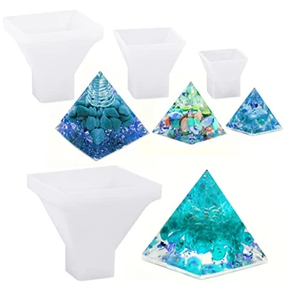 Image of YHSKJCD 4 PCS Pyramid Resin Moulds, Epoxy Molds Silicone Moulds for Casting Jewellery Making Mould DIY Craft Ornament Home Decoration