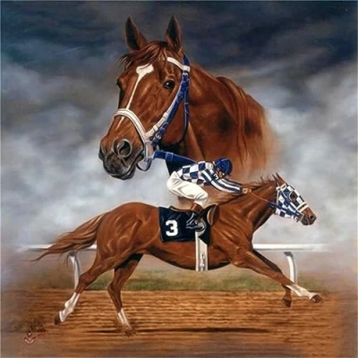 Image of Yeecer 5D DIY Diamond Painting Kits,Horse Racing 12x12in for Adults Kids Cross Stitch Full Drill Crystal Rhinestone Embroidery Dot Art Pictures Home Wall Decor Gifts 30x30cm