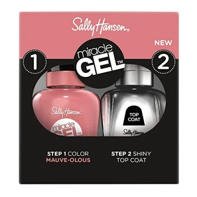 Image of Sally Hansen Miracle Gel Duo Nail Polish Top Coat and Mauve Olous 920, 29.4ml