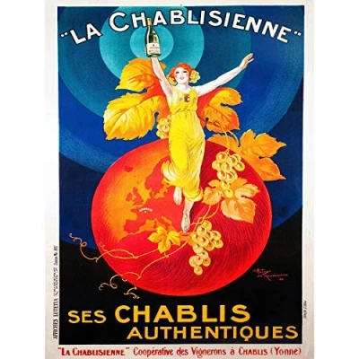 Image of Wee Blue Coo Chablis Wine Vintage Large Wall Art Poster Print Thick Paper 18X24 Inch