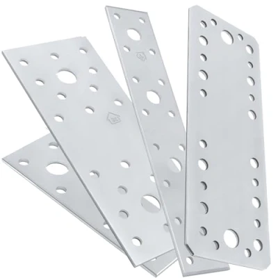 Image of 180 x 65 2.5mm Flat Joining Metal Plates Brackets ( Pack of: 2 ) Galvanised Steel