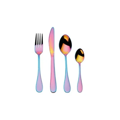 Image of Mikasa Iridescent Rainbow 16 Piece Stainless Steel Cutlery Set