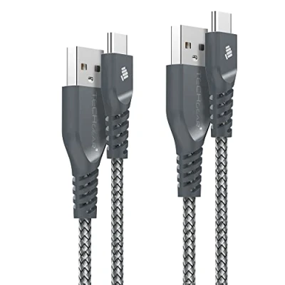 Image of TECHGEAR USB to C [1M+1M] Long STRONG Durable Braided Charging &amp; Data Sync Cable Compatible for Samsung Tab S6 Lite, A9 Plus/A9/A8/A7/S9/S8/S7 Plus/Ultra, Active 3 4 5 Pro, A15/A14/A35/A55
