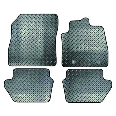 Image of Carsio Rubber 4 Piece Car Mat Set For Ford Fiesta 2017+ onwards with [2 Clips] Tailored Fit Floor Complete Accessory Black Custom Fitted All Weather &amp; Heavy Duty, Anti Slip Backing