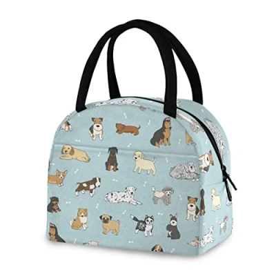 Image of Dog Lunch Bag for Women Men Reusable Insulated Tote Office Work School Picnic Hiking