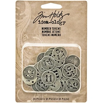 Image of Advantus Idea Ology Metal Number Tokens 0.75 inch 31/Pkg Antique Silver