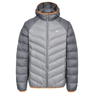 Image of Trespass Rusler, Storm Grey, S, Warm Down Jacket with Hood, 90% for Men, Small, Grey
